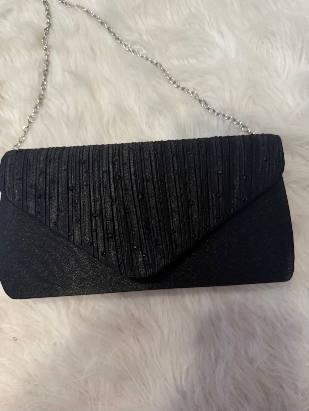 Black Evening Clutch with Chain Strap